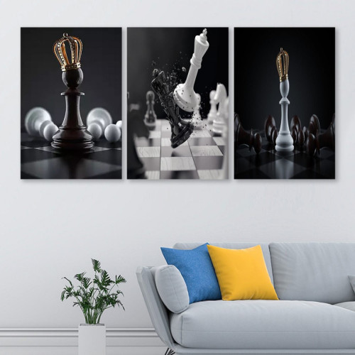 لوحة حائط شطرنج - خشب ام دي اف - 120x60 سم - PH 78