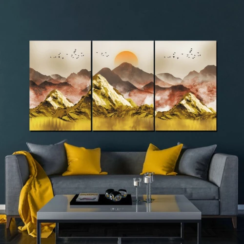 لوحة حائط بتصميم جبال - خشب ام دي اف - 120x60 سم - PH 299