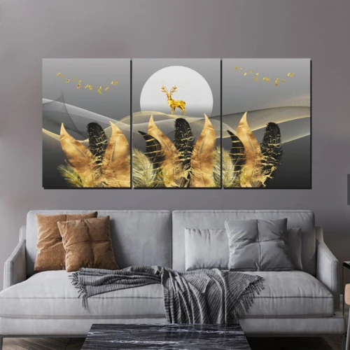 لوحة حائط ليلة قمرية ثلاث ثطع - خشب ام دي اف - 120x60 سم - PH 301
