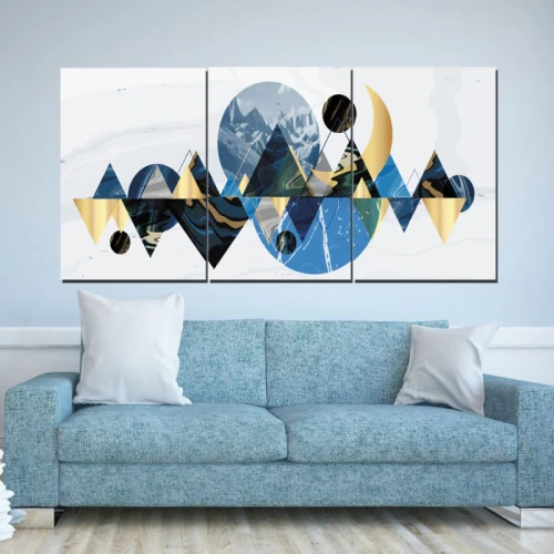 لوحة حائط طبيعة تجريدية ثلاث ثطع - خشب ام دي اف - 120x60 سم - PH 305