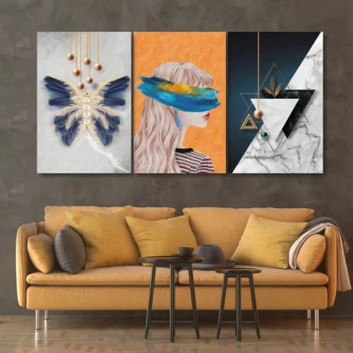لوحة حائط فن تشكيلي ثلاث ثطع - خشب ام دي اف - 120x60 سم - PH 309