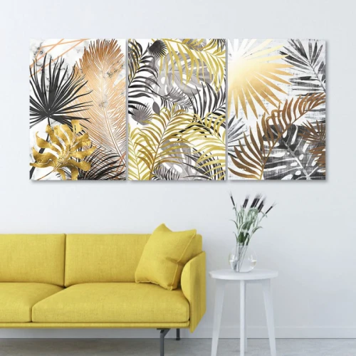 لوحة حائط نباتات ثلاث ثطع - خشب ام دي اف - 120x60 سم - PH 318