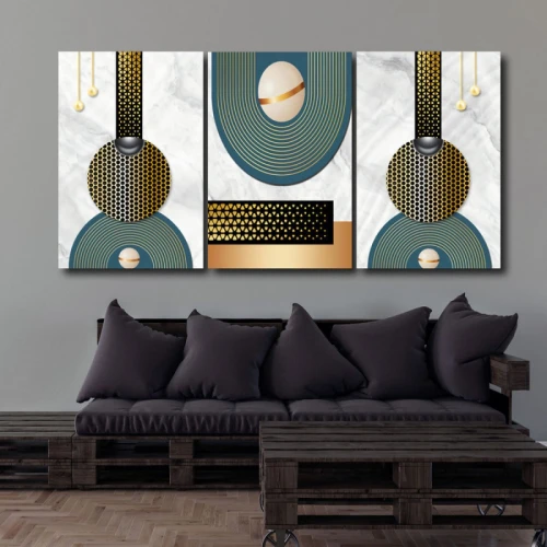 لوحة حائط فن جيتار ثلاث ثطع - خشب ام دي اف - 120x60 سم - PH 322