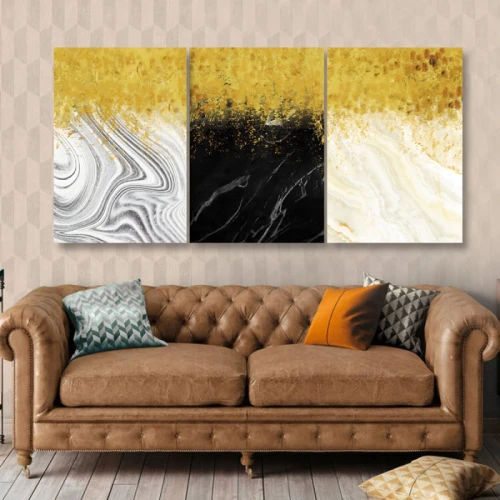 لوحة حائط فن بسيط ثلاث ثطع - خشب ام دي اف - 120x60 سم - PH 326