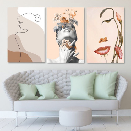 لوحة حائط خشبية رسم امرأة بسيط - 120x60 سم - خشب ام دي اف - PH 129