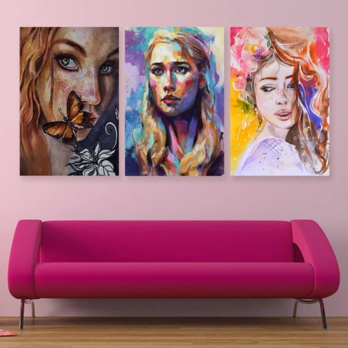 لوحة حائط خشبية وجه المرأة الملون - 120x60 سم - خشب ام دي اف - PH 137