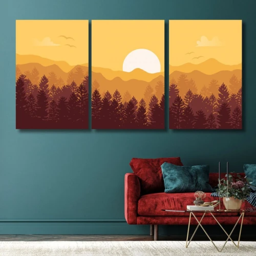 لوحة حائط خشبية غروب الشمس - 120x60 سم - خشب ام دي اف - PH 159