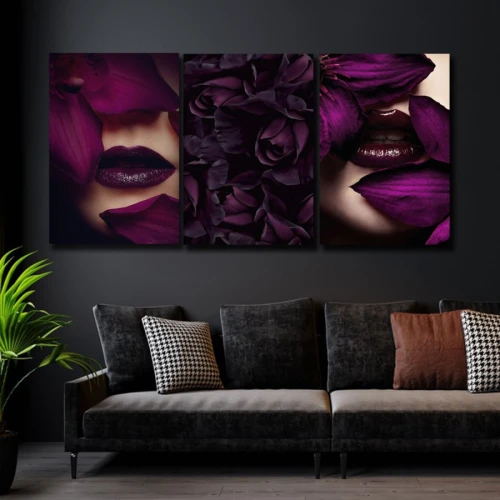 لوحة حائط خشبية المرأة والبنفسج - 120x60 سم - خشب ام دي اف - PH 169