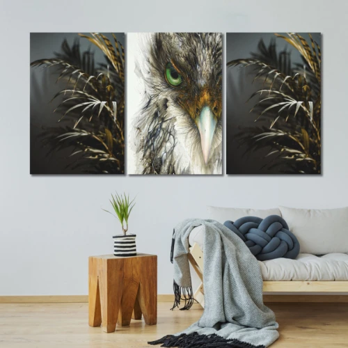 لوحة حائط صقر وريش - خشب ام دي اف - 120x60 سم - PH 22