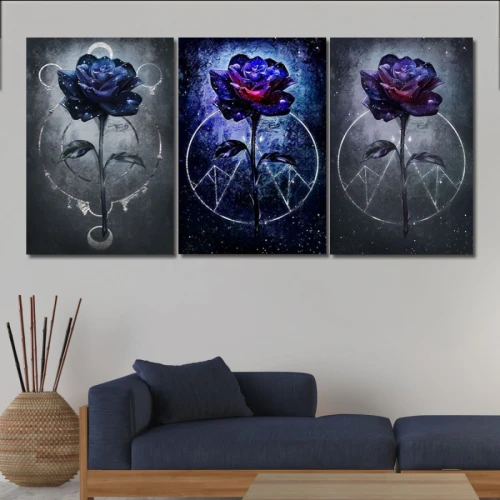 لوحة حائط خشبية أزهار مظلمة - 120x60 سم - خشب ام دي اف - PH 190