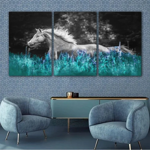 لوحة حائط خشبية حصان أبيض - 120x60 سم - خشب ام دي اف - PH 208