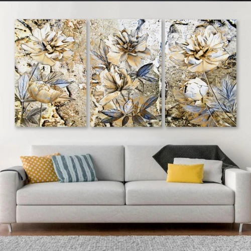 لوحة حائط خشبية أزهار - 120x60 سم - خشب ام دي اف - PH 218