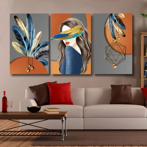 لوحة حائط خشبية امرأة وريش - 120x60 سم - خشب ام دي اف - PH 246