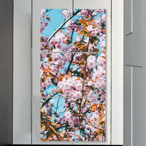 لوحة جدارية لنباتات بألوان زاهية - 3 قطع - 120x60 سم