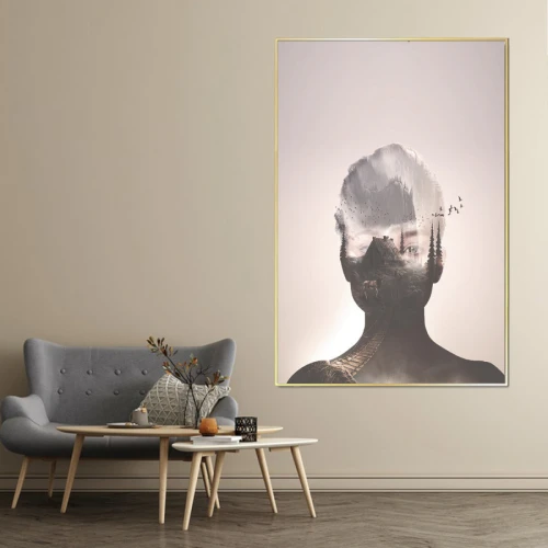 لوحة حائط قماشية رسمة فتاة و عصافير - 120x80 سم