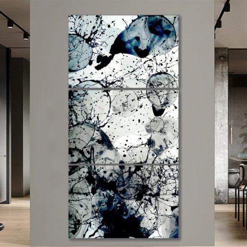 لوحة جدارية تجريدية عصرية بألوان متعددة - 3 قطع - 120x60 سم
