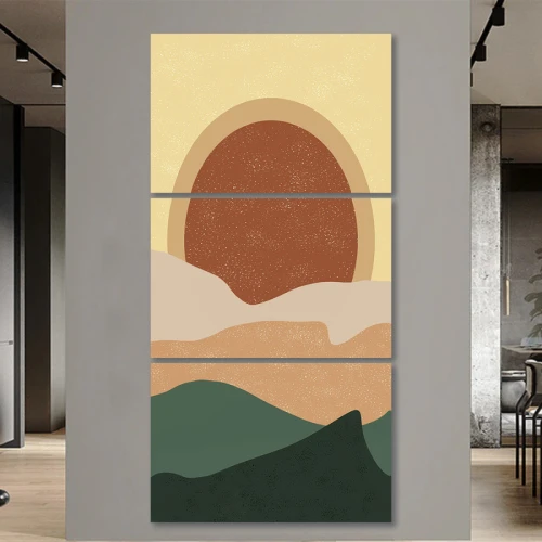 لوحة جدارية فنية بأشكال بسيطة - 3 قطع - 120x60 سم