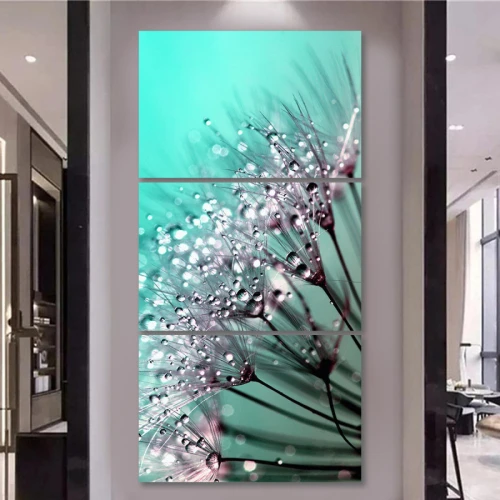 لوحة جدارية فنية لنبتة خلابة - 3 قطع - 120x60 سم