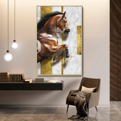 لوحة قماشية عصرية لحصان العربي مع برواز - 120x80 سم