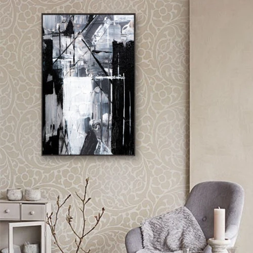 لوحة قماشية إبداعية تجريدية مع برواز - 120x80 سم