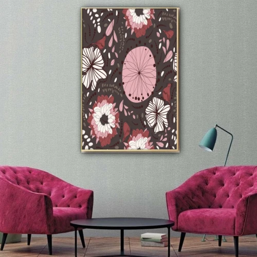 لوحة قماشية فنية لأزهار مع برواز - 120x80 سم
