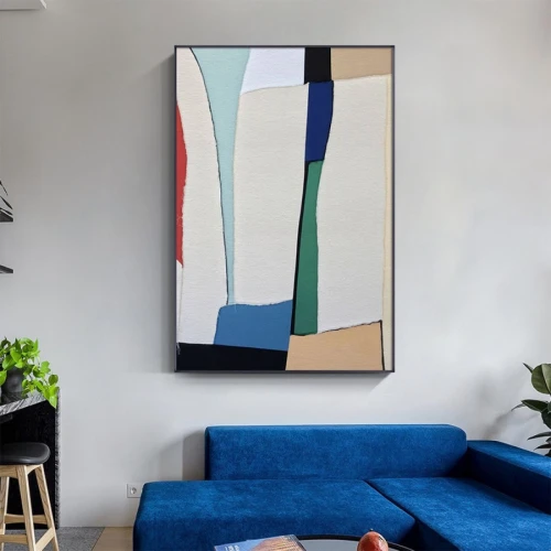 لوحة حائط قماشية فن تكعيبي بسيط - 120x80 سم - v-97-ca