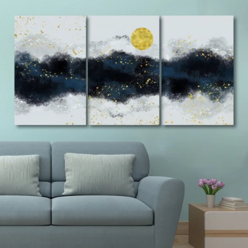 لوحة حائط بتصميم تجريدي مون لايت - خشب ام دي اف - 120x60 سم - PH 258