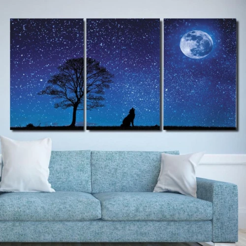 لوحة حائط بتصميم طبيعة في الليل - خشب ام دي اف - 120x60 سم - PH 262