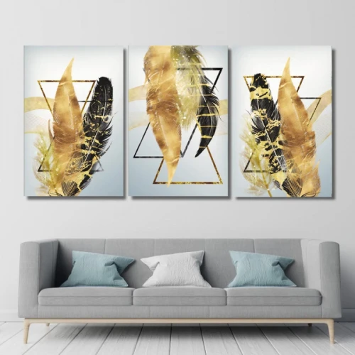 لوحة حائط بتصميم تجريدي ريش - خشب ام دي اف - 120x60 سم - PH 267