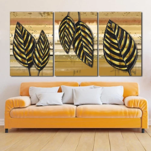 لوحة حائط بتصميم عصري اوراق نبات - خشب ام دي اف - 120x60 سم - PH 271