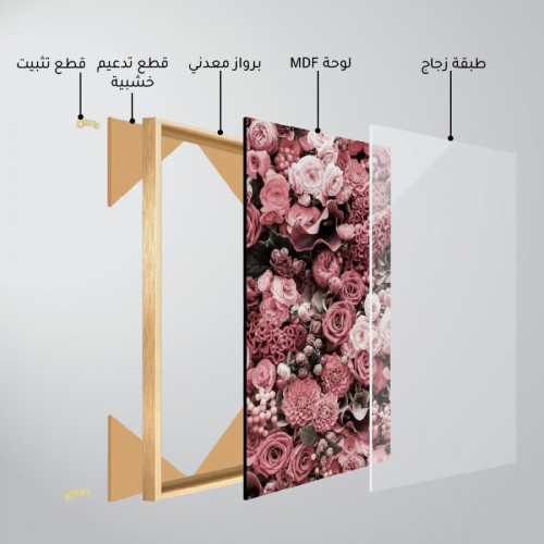 رسمة فنية للفتاة و أيدي - أحمر وفضي - 3 قطع