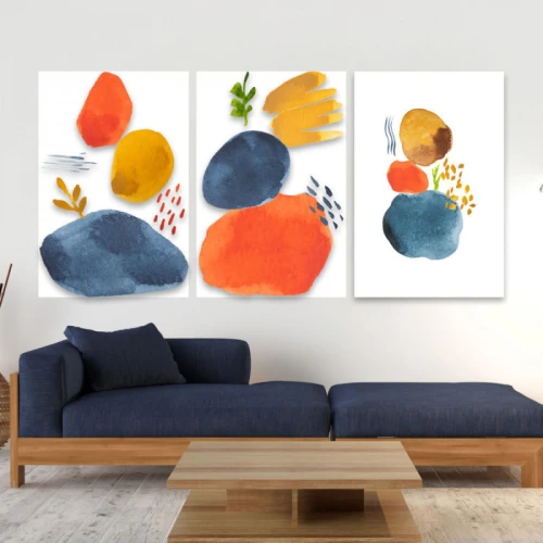 لوحة حائط رسومات عشوائية ثلاث ثطع - خشب ام دي اف - 120x60 سم - lp3-453