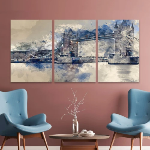 لوحة حائط جسر لندن ثلاث ثطع - خشب ام دي اف - 120x60 سم - lp3-459