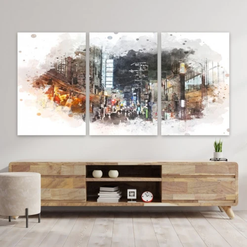 لوحة حائط فن المدن الحديث ثلاث ثطع - خشب ام دي اف - 120x60 سم - lp3-477
