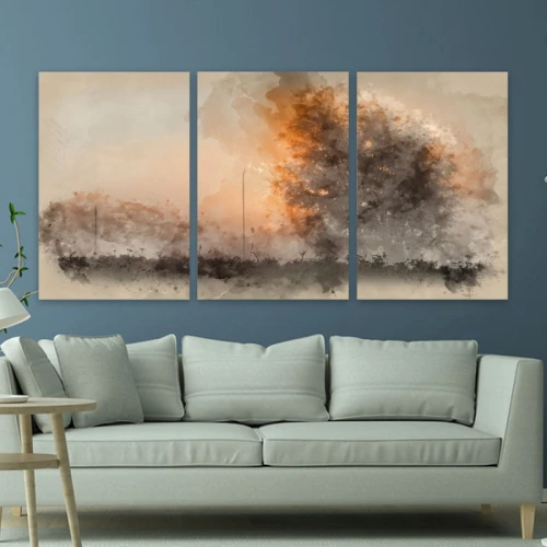 لوحة حائط الفن الحديث ثلاث ثطع - خشب ام دي اف - 120x60 سم - lp3-481