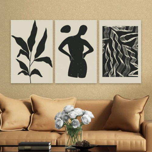 لوحة حائط الفن الحديث البسيط ثلاث ثطع - خشب ام دي اف - 120x60 سم - lp3-501