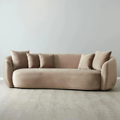 الهوم كنبة مخملية 3 - مقاعد - 300x85x85 - بني