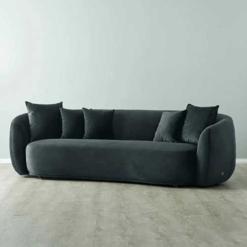 الهوم كنبة مخملية 3 - مقاعد - 300x85x85 - أسود