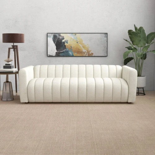 الهوم كنبة مخملية 3 - مقاعد - 300x85x85 سم - بيج