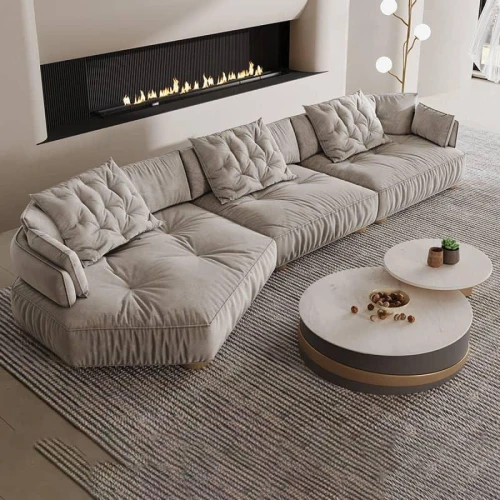 الهوم كنبة مخملية 3 - مقاعد - 300x85x85 سم - بيج - 110111188