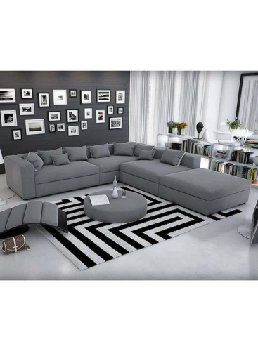 أريكة على شكل حرف L مقاس 300×90×300×85 سم - رمادي، من شركة البيت
