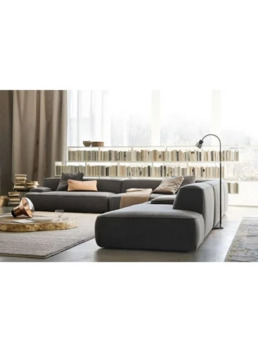 أريكة على شكل حرف L مقاس 90x90x300x300 سم - رمادي، من شركة آلهوم