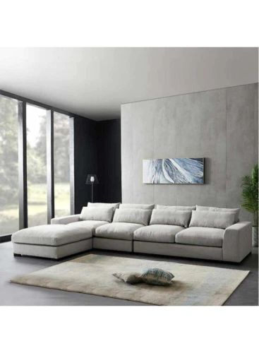 أريكة ألهوم على شكل حرف L 80x160x90x300 سم - بيج