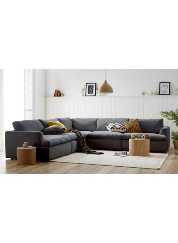 أريكة على شكل حرف L مقاس 300x300x95x90 - رمادي، من شركة آلهوم