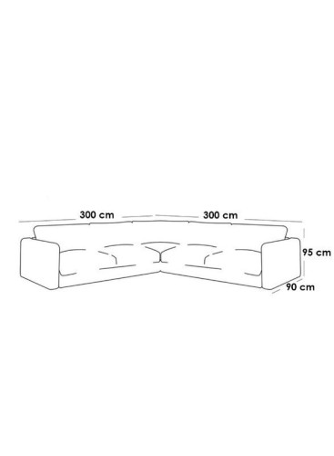 أريكة على شكل حرف L مقاس 300x300x95x90 - رمادي، من شركة آلهوم
