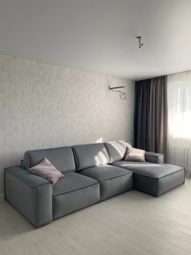 أريكة ألهوم كتان رمادية أنيقة على شكل حرف L، 90x250x170x45 سم، خشب سويدي