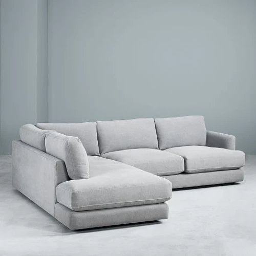 أريكة Alhome أنيقة على شكل حرف L من الكتان باللون الأزرق السماوي، مقاس 90x250x170x45 سم، خشب سويدي