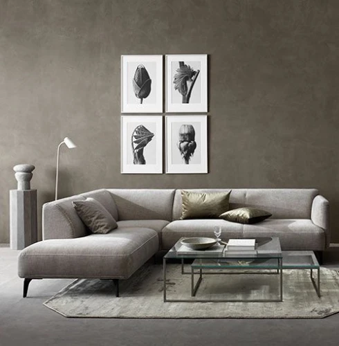أريكة Alhome كتان أسود على شكل حرف L، مقاس 90x250x170x45 سم، خشب سويدي