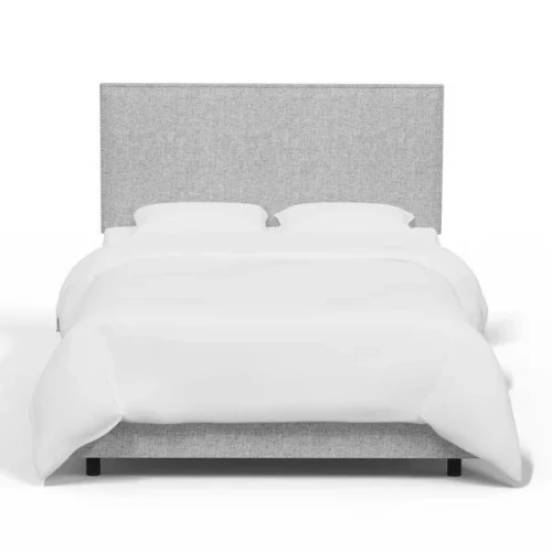 Alhome Silver Dream: سرير فردي من الخشب السويدي مع قماش الكتان، اللون فضي، الأبعاد 120x200x140