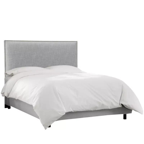 Alhome Silver Dream: سرير فردي من الخشب السويدي مع قماش الكتان، اللون فضي، الأبعاد 120x200x140